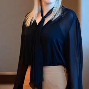 Ann Taylor Sheer Black Blouse